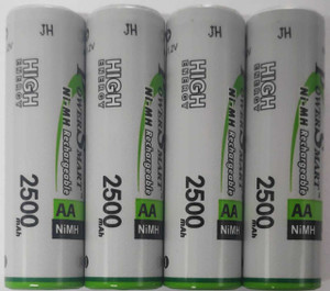 Power Smart PS 2500 mAH x 4 Ready To Use AA Rechargable NiMH Batteries Used For Toys Flash Etc Camera  Charger (White)  Battery