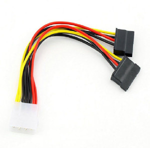 SKYBLUE Power Sharing Cable 0.15 m 4 Pin IDE Male Molex to Dual SATA Y Splitter