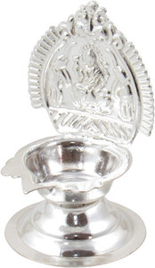 GoldGiftIdeas Decorative Kamakshi Lakshmi Diya for Home Silver Plated Table Diya