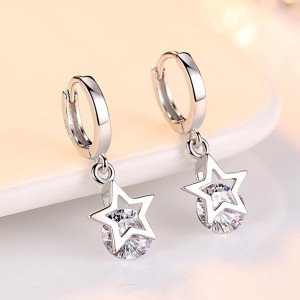 MYKI Beauteous Star Dangle Zircon Earrings For Women & Girls Swarovski Zirconia Sterling Silver Drops & Danglers