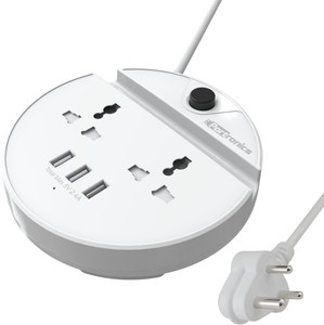 Portronics Power Bun with 2 Sockets, 3 USB Ports, Mobile Holder, 1.5m Cord, 2500W 2  Socket Extension Boards