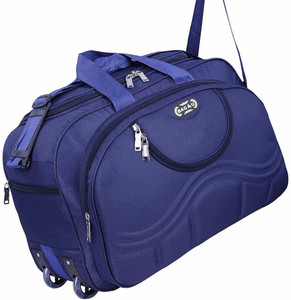 BAG 4 U (Expandable) Waterproof Polyester 40 L Lightweight Travel Duffel Bag with 2 Wheels (Blue) Duffel With Wheels (Strolley)