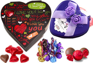 Kinoki Purple and Black Heart Shape Chocolate Box valentine gift set Truffles