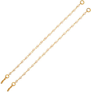 SHI Jewellery Gold Plated Ear Chain Traditional White pearl Kaan Chain Pearl Brass Ear Thread