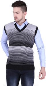 stars collection Woven V Neck Casual Men Blue Sweater
