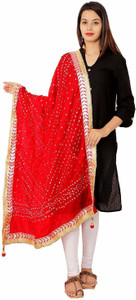 FHCreation Silk Blend Printed, Embellished Women Dupatta
