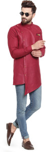 SAIFOO Men Solid Asymmetric Kurta