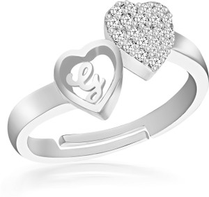 Divastri Jewellery Stylish Heart Name Alphabet Letter Initial G Rings for girls women girlfriend Men Boys Couple American diamond Adjustable Valentine Gifts Love Ring Stone, Copper, Brass, Crystal Diamond, Cubic Zirconia Silver Plated Ring