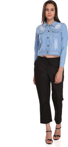 Zigshaw Women Washed Casual Light Blue Shirt