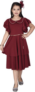 High Fame Girls Midi/Knee Length Casual Dress
