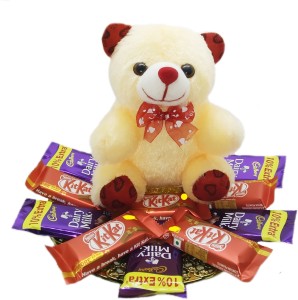 Rich'U Chocolates Chocolate Gift Hamper with Cute Teddy Bear Hamper Assorted Gift Box