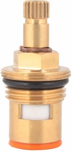 Spazio 1/2 Inch (15MM) Brass Ceramic Disc Fitting Cartridge Quarter Turn Faucet Valve for Hot and Cold Bathroom Kitchen Tap / Ceramic Disc Spindle Tap Inner Part Fitting Cartridge / Spare Part for Taps Repairing / Standard Size Spindle Disc Faucet Spindle, Pack Of 1 Faucet Spindle