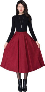 GG FASHION Women Two Piece Dress Maroon, Black Midi/Calf Length Dress