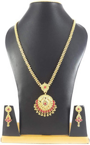 AFJ GOLD Alloy Gold-plated Gold, Red Jewellery Set
