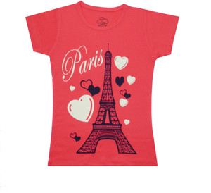 MIST N FOGG Girls Typography, Printed Cotton Blend Regular T Shirt