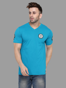 BEYOU FASHION Solid Men V Neck Light Green T-Shirt