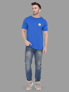 BEYOU FASHION Solid Men Round Neck Blue T-Shirt