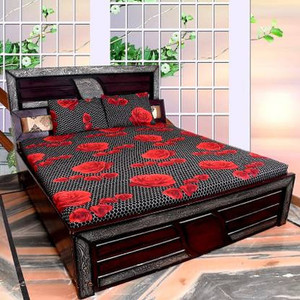 Decorum Polycotton Double Flat 160 TC Floral 1 Bedsheet with 2 Pillow Covers