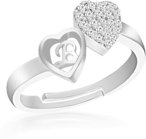 AMAAL Jewellery Stylish Heart Alphabet Letter Initial B Rings for girls women girlfriend Men Boys Couple American diamond Adjustable Valentine Gifts Love Ring Brass, Copper, Stone Cubic Zirconia, Diamond Silver Plated Ring