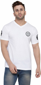 Lawful Casual Solid Men V Neck White T-Shirt