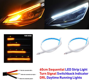 AutoBizarre White Flow LED Sequential Audi Style Daytime Running Lights Stick-on Above Headlamp Car Fancy Lights