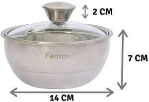 Femora Stainless Steel Double Wall Insulated Curry Server, 500ml, Silver Serve Casserole