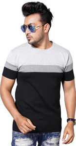 Fashion Kreza Colorblock Men Round Neck Multicolor T-Shirt