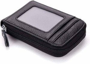 StealODeal RFID Black Leather Zip Debit/Credit 10 Card Holder