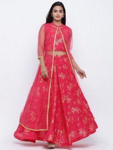 Myra Vogue Women Ethnic Top Skirt Ethnic Jacket Set