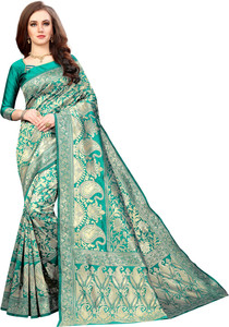 Shiroya Brothers Self Design Banarasi Cotton Silk Saree