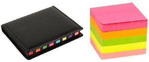 R H lifestyle 3" x 3" Sticky Notes 5 color with PU leather Memo Notepad Combo Pack 100 Sheets Regular, 8 Colors