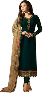 Bhumik Enterprise Georgette Embroidered, Solid Salwar Suit Material
