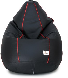 STAR XXXL Classic Black with Red Piping Teardrop Bean Bag  With Bean Filling