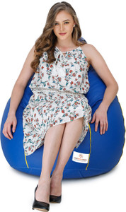 STAR XXL Classic Royal Blue with Yellow Piping Teardrop Bean Bag  With Bean Filling