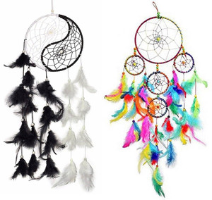 Ryme Combo Of Ying Yang Dream Catcher & Five Rings Multi Dream Catcher Attract Positive Dreams Decorative Showpiece  -  55 cm