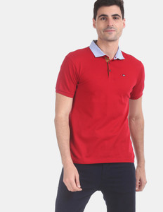 Arrow Sport Solid Men Polo Neck Red T-Shirt