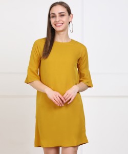 PROVOGUE Women A-line Yellow Dress