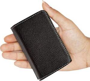 SunShopping Men Casual Black Artificial Leather Card Holder