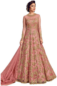 W ETHNIC Net/Lace Embroidered Gown/Anarkali Kurta & Bottom Material
