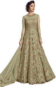 W ETHNIC Net/Lace Embroidered Gown/Anarkali Kurta & Bottom Material