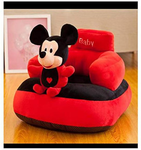 AVS Mickey Shape Soft Plush Cushion Baby Sofa Seat or Rocking Chair for Kids - 45 cm��(Red, Black) Fabric Sofa