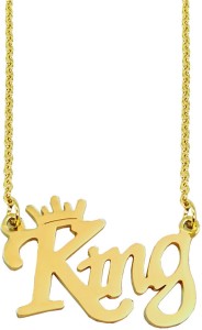 Men Style King Letter Locket With Chain Stainless Steel Pendant