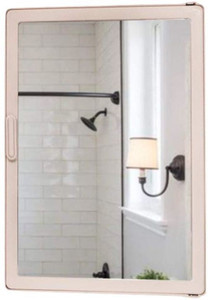 Burhani Bathroom Storage Cabinet Marc Shelves with Tooth Brush Holder, Mirror Door (14x10x4 Inch, Ivory) Acrylic Wall Shelf