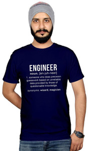 Workshop Market Graphic Print Men Round Neck Dark Blue T-Shirt