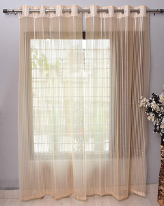 Panipat Textile Hub 213 cm (7 ft) Net Semi Transparent Door Curtain (Pack Of 3)