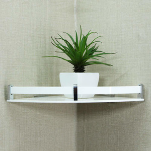 QUISTAL Acrylic Wall Mount Multipurpose Modern Corner Shelf for Bathroom, Kitchen, Bedroom - 10 X 10 Inch, White, Pack of 1 Acrylic Wall Shelf