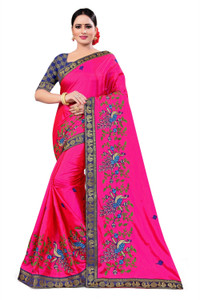 ecolors fab Embroidered Bollywood Silk Blend, Pure Silk Saree