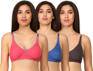 IMSA MODA Women Seamless Non Padded Full Covrage Bra Pack of 3 Women T-Shirt Non Padded Bra