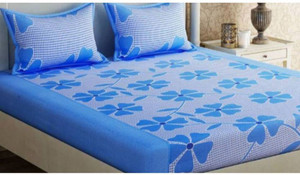 Decorum Microfiber Double Flat 144 TC Floral 1 Bedsheet with 2 Pillow Covers