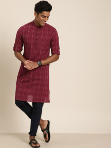Taavi Men Woven Design Straight Kurta